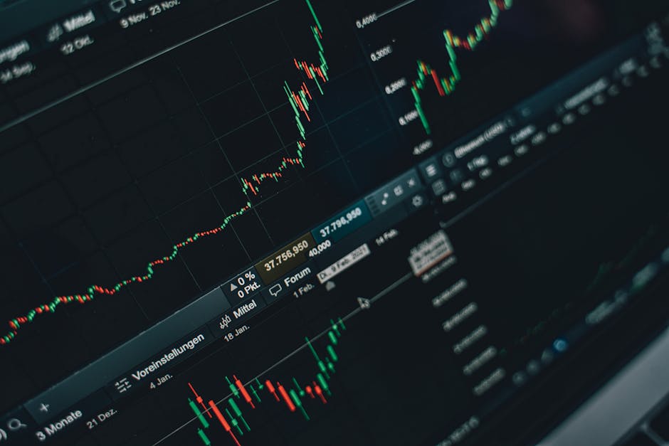 Close-up of stock market trading screen displaying financial growth and charts. – GameStop financial woes